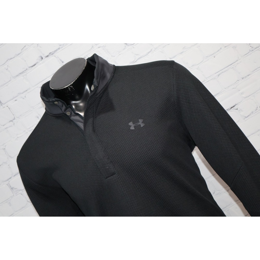 Under Armour Golf Henley Sweater Mens XL Black ColdGear Waffle Knit Pullover